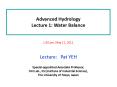 Advanced Hydrology Lecture 1: Water Balance PowerPoint PPT Presentation