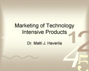 Marketing of Technology Intensive Products