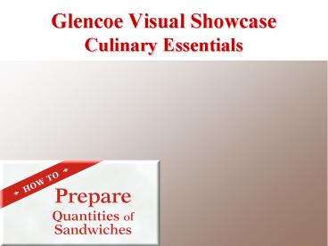 Glencoe Visual Showcase Culinary Essentials
