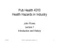 Pub Health 4310 Health Hazards in Industry PowerPoint PPT Presentation