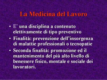 La Medicina del Lavoro