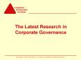 The Latest Research in Corporate Governance PowerPoint PPT Presentation
