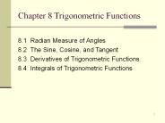 Chapter 8 Trigonometric Functions