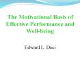 The Motivational Basis of Effective Performance and Well-being PowerPoint PPT Presentation