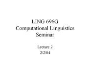 LING 696G Computational Linguistics Seminar