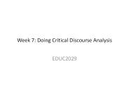 Week 7: Doing Critical Discourse Analysis