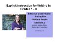 Explicit Instruction for Writing in Grades 1 - 8 PowerPoint PPT Presentation