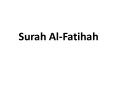 Surah Al-Fatihah PowerPoint PPT Presentation