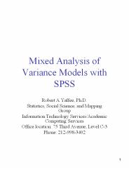 Mixed Analysis of Variance Models with SPSS
