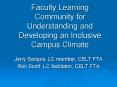 Faculty Learning Community for Understanding and Developing an Inclusive Campus Climate PowerPoint PPT Presentation
