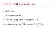 Lecture 2: MIPS Instruction Set