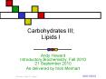 Carbohydrates III; Lipids I PowerPoint PPT Presentation