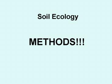 Soil Ecology