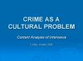 CRIME AS A CULTURAL PROBLEM PowerPoint PPT Presentation