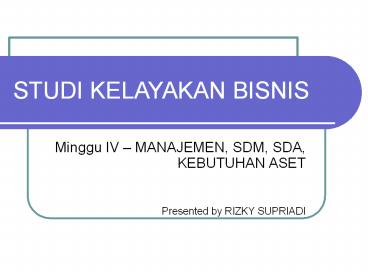 STUDI KELAYAKAN BISNIS