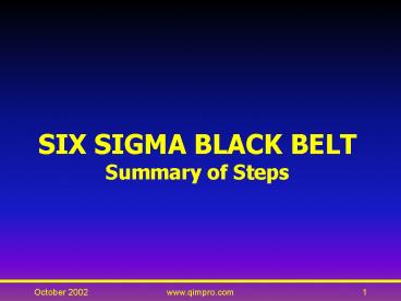 SIX SIGMA BLACK BELT