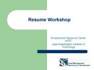 Resume Workshop