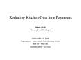 Reducing Kitchen Overtime Payments