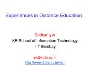 Experiences in Distance Education