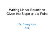 Writing Linear Equations Given the Slope and a Point