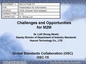 Challenges and Opportunities for M2M