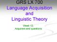 Week 12. Acquirers and questions PowerPoint PPT Presentation