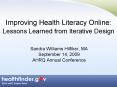 Improving Health Literacy Online: Lessons Learned from Iterative Design PowerPoint PPT Presentation