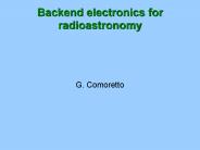Backend electronics for radioastronomy