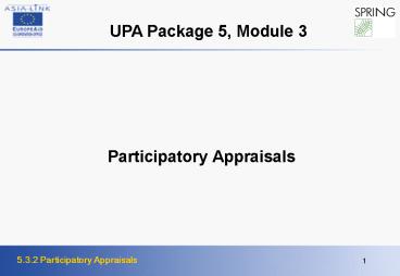 Participatory Appraisals