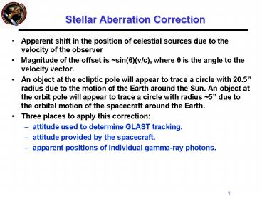 Stellar Aberration Correction