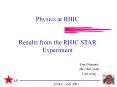 First Results From the STAR Experiment at RHIC : II PowerPoint PPT Presentation