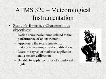 Static Performance Characteristics objectives: