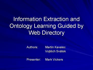 Information Extraction and Ontology Learning Guided by Web Directory