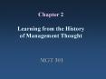 Chapter 2  Learning from the History of Management Thought PowerPoint PPT Presentation