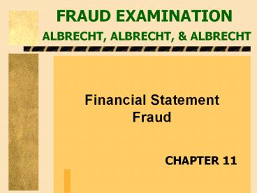 FRAUD EXAMINATION ALBRECHT, ALBRECHT,