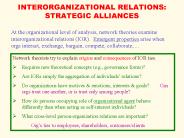 INTERORGANIZATIONAL RELATIONS: STRATEGIC ALLIANCES