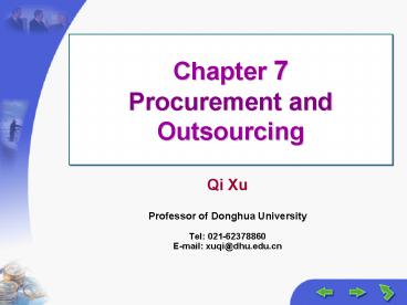 Chapter 7 Procurement and Outsourcing
