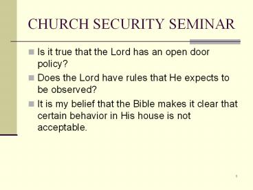 CHURCH SECURITY SEMINAR