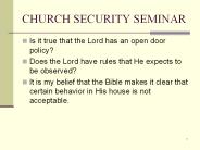 CHURCH SECURITY SEMINAR