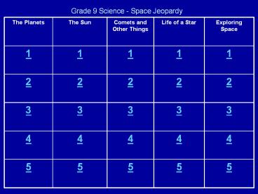 Grade 9 Science - Space Jeopardy