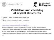 Validation and checking of crystal structures