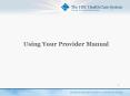 Using Your Provider Manual PowerPoint PPT Presentation