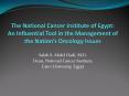 The National Cancer Institute of Egypt: An Influential Tool in the Management of the Nation PowerPoint PPT Presentation