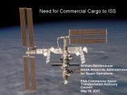 Need for Commercial Cargo to ISS
