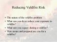 Reducing Veldfire Risk PowerPoint PPT Presentation