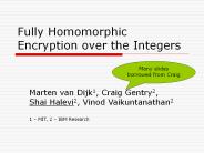 Fully Homomorphic Encryption over the Integers