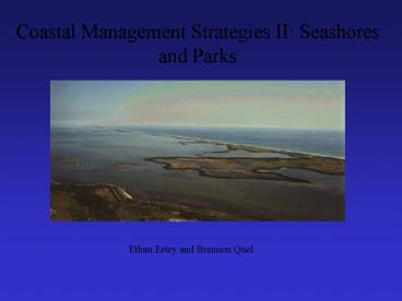 Coastal Management Strategies II: Seashores and Parks