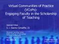 Virtual Communities of Practice (VCoPs): Engaging Faculty in the Scholarship of Teaching PowerPoint PPT Presentation