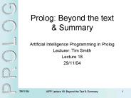 Prolog: Beyond the text