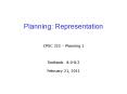 Planning: Representation PowerPoint PPT Presentation
